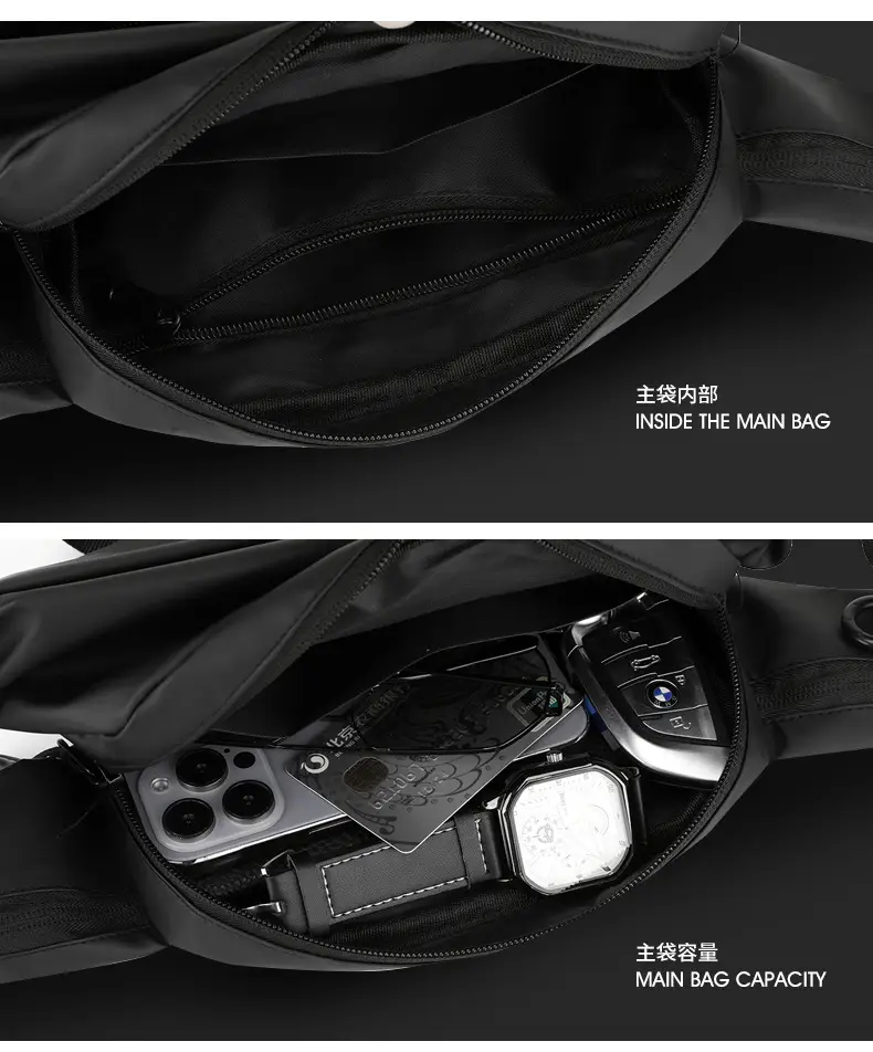 Men's Black Nylon Crossbody Bag with 4 Eyelets — feature 12