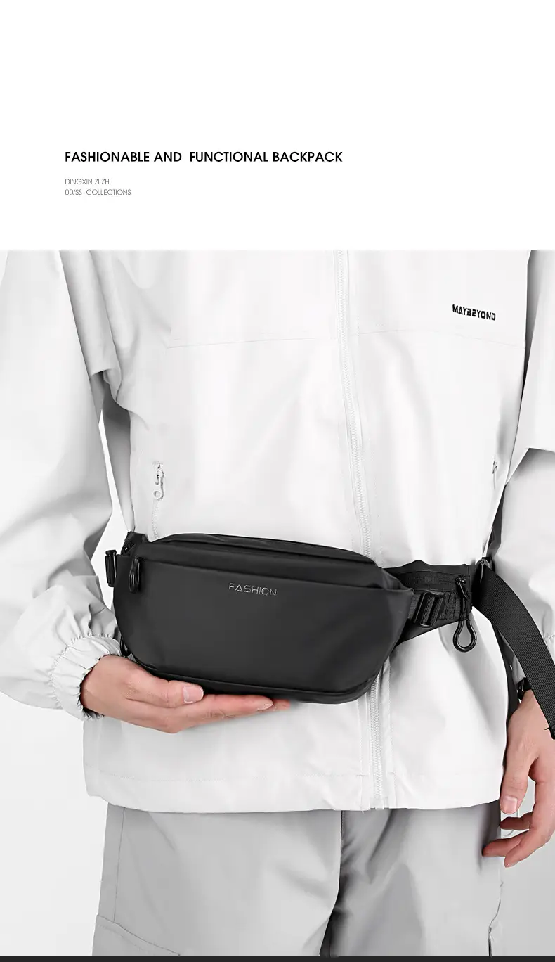 Men's Black Nylon Crossbody Bag with 4 Eyelets — feature 13