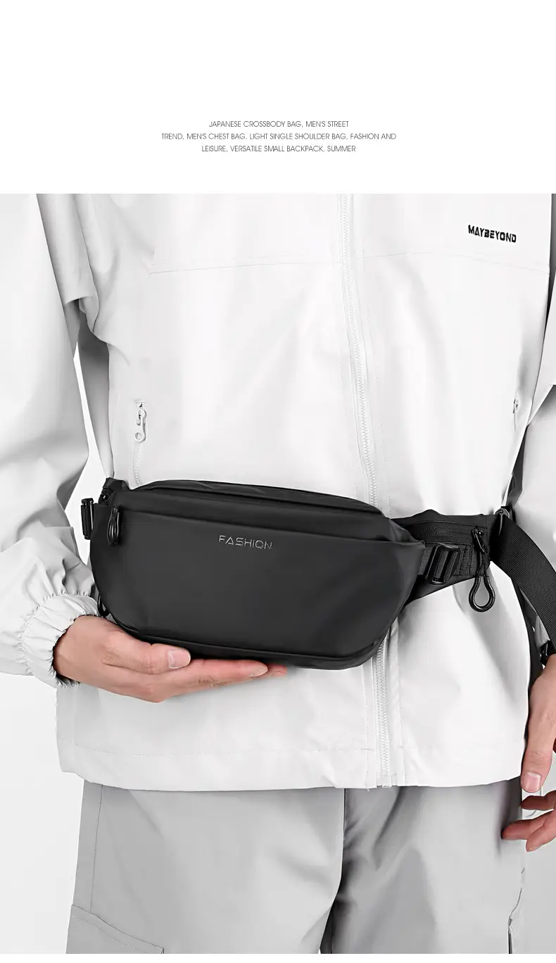 Men's Black Nylon Crossbody Bag with 4 Eyelets — feature 20