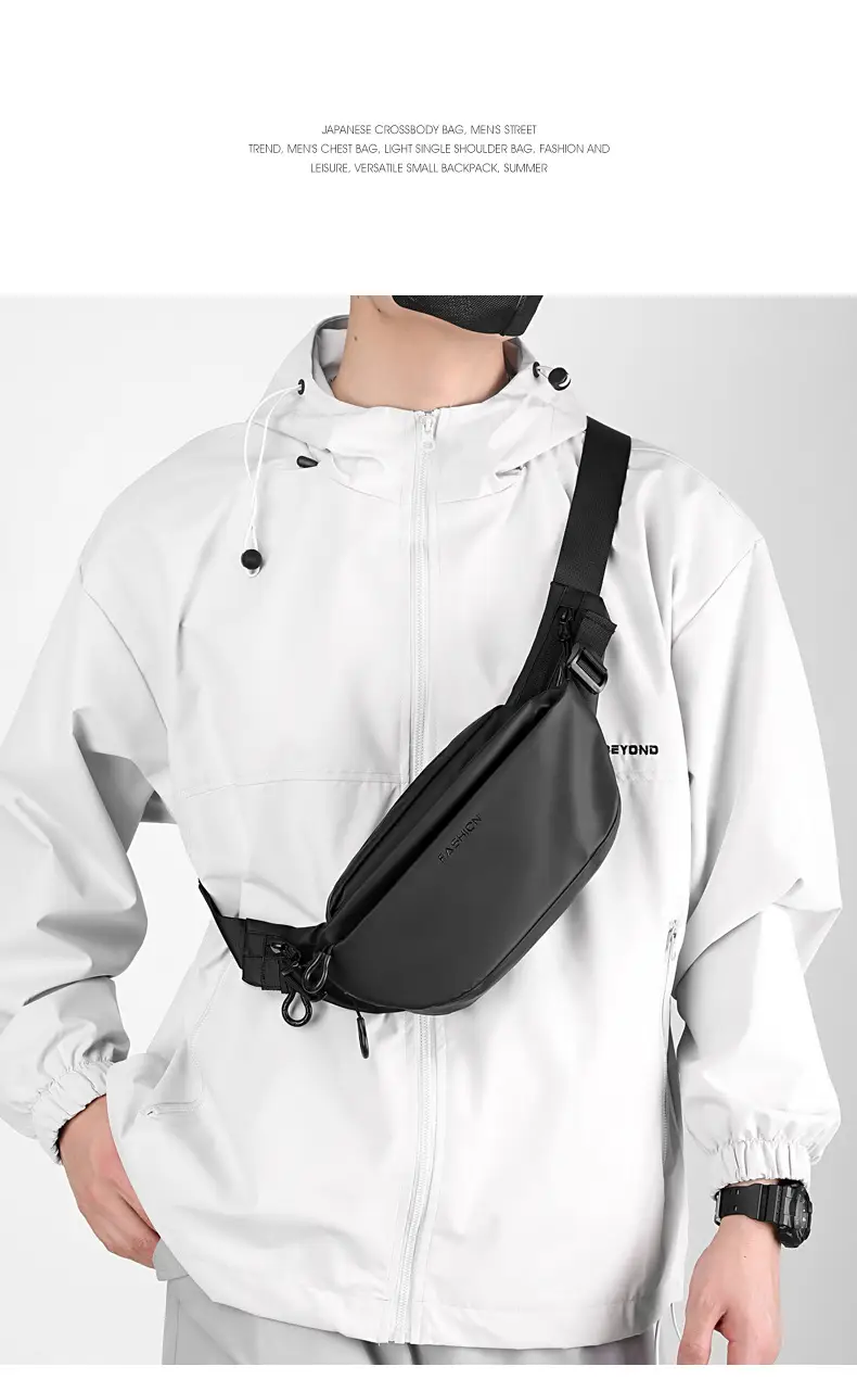 Men's Black Nylon Crossbody Bag with 4 Eyelets — feature 21