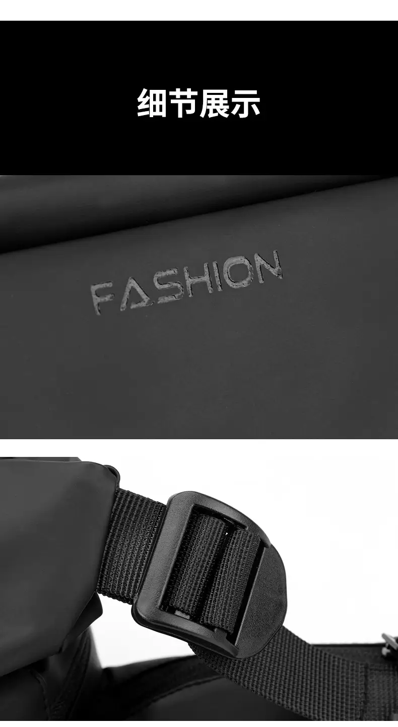 Men's Black Nylon Crossbody Bag with 4 Eyelets — feature 22