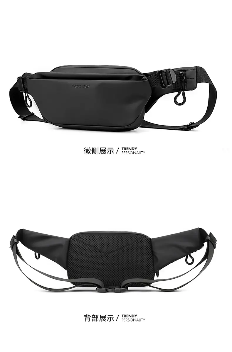 Men's Black Nylon Crossbody Bag with 4 Eyelets — feature 26