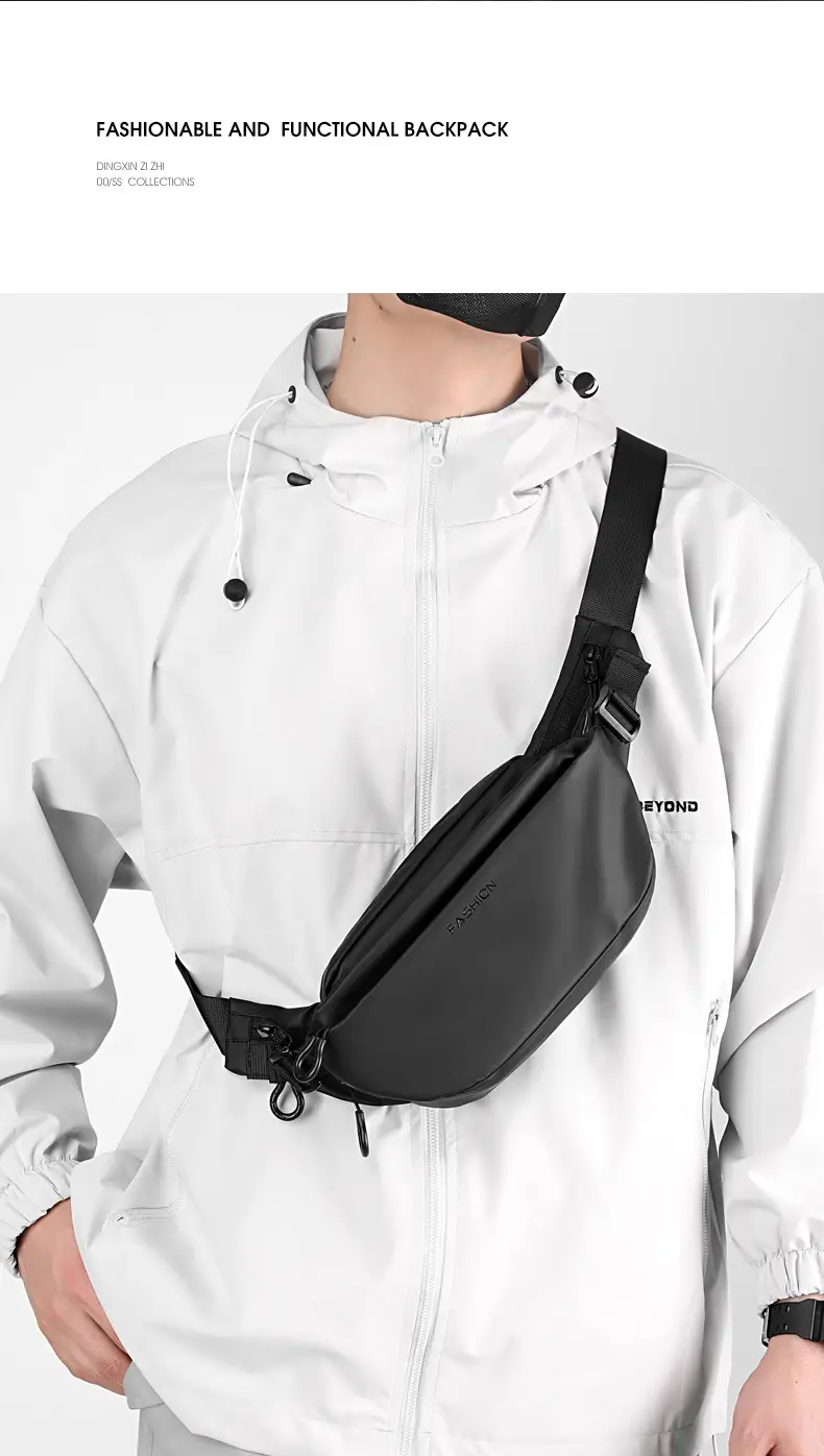 Men's Black Nylon Crossbody Bag with 4 Eyelets — feature 7