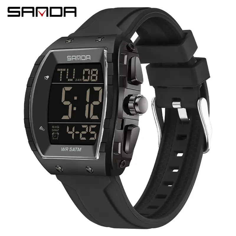 Sanda Black Digital Electronic Watch for Men Women - Image 12