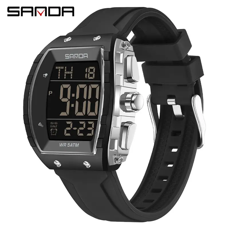 Sanda Black Digital Electronic Watch for Men Women - Image 13