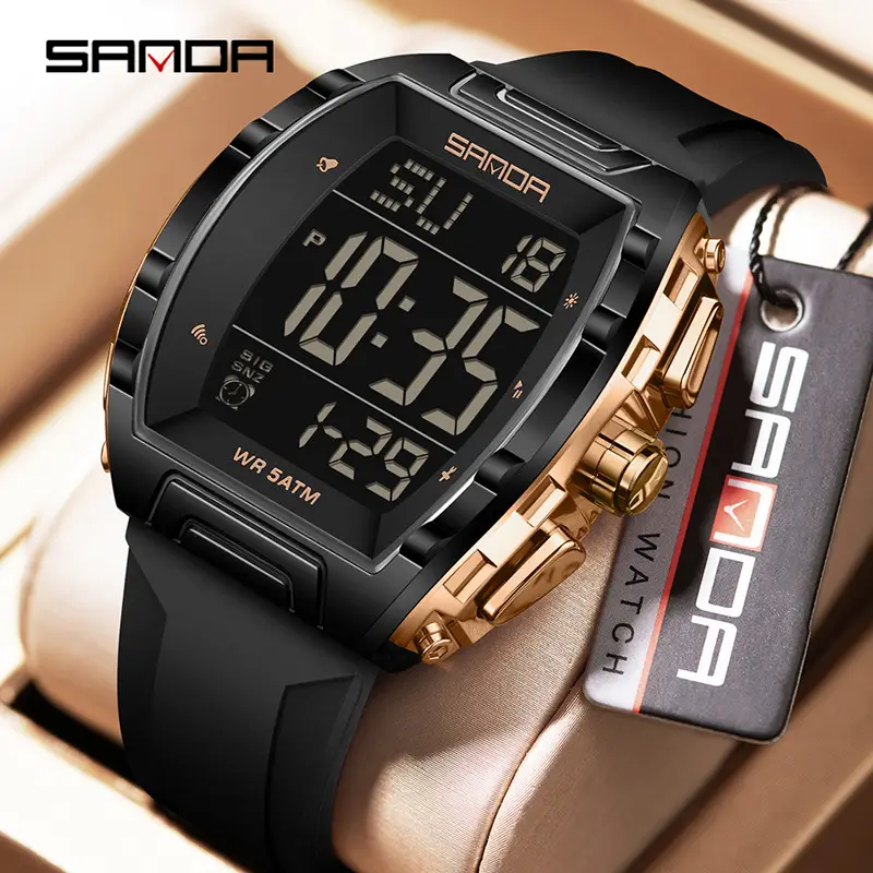 Sanda Black Digital Electronic Watch for Men Women - Image 19
