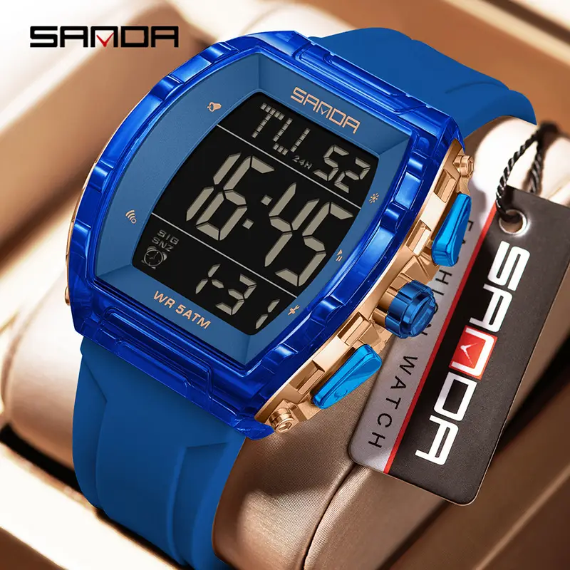 Sanda Black Digital Electronic Watch for Men Women - Image 21