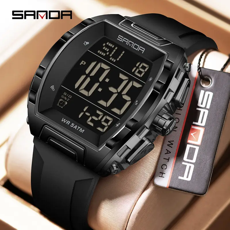 Sanda Black Digital Electronic Watch for Men Women - Image 23