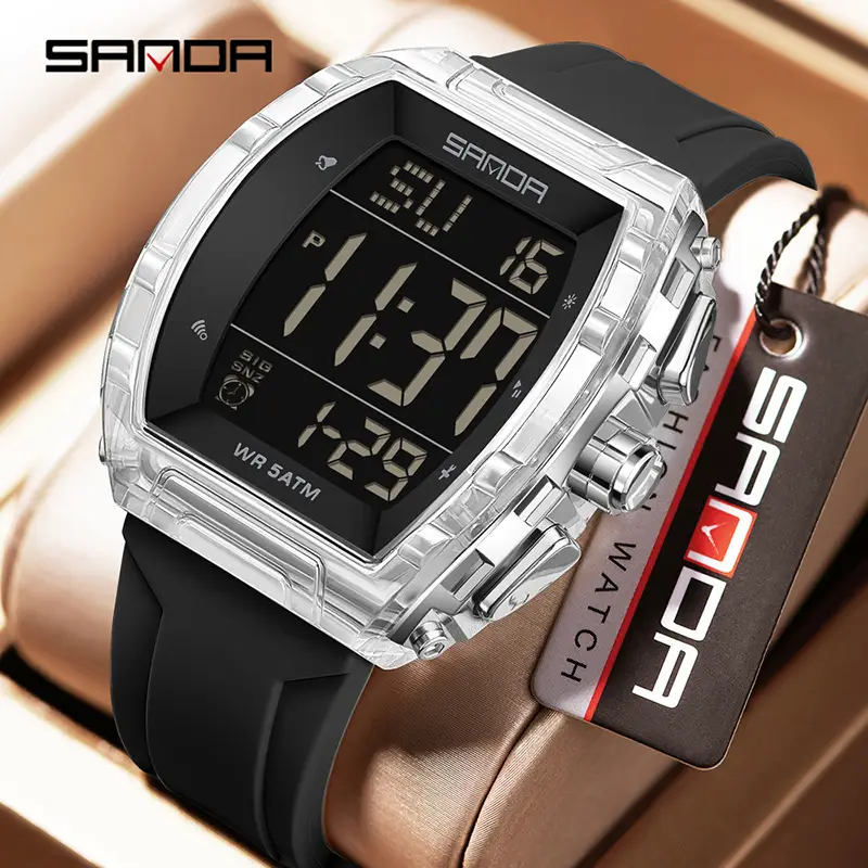 Sanda Black Digital Electronic Watch for Men Women - Image 25