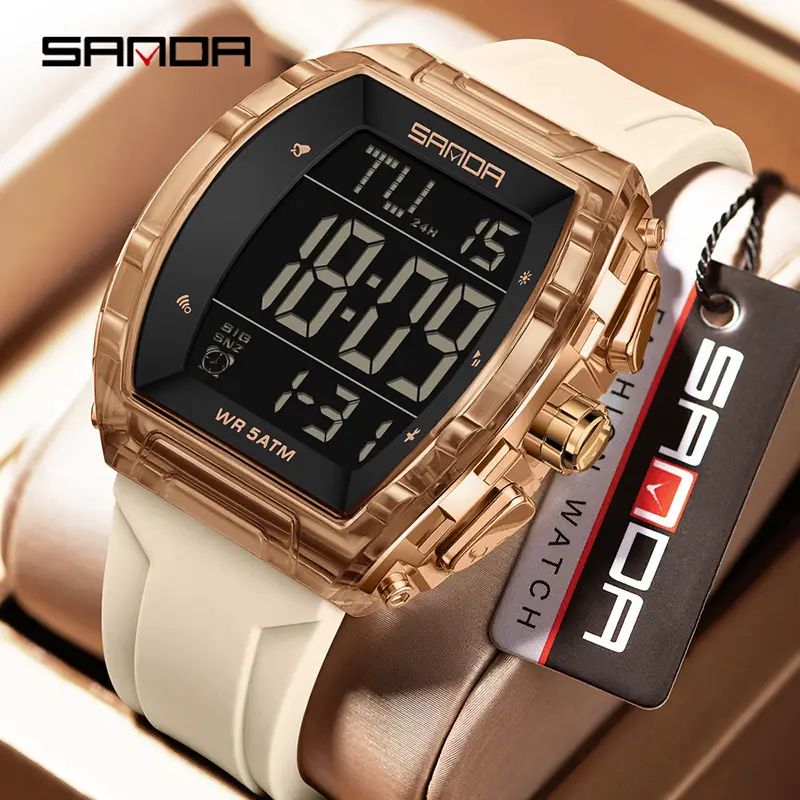 Sanda Black Digital Electronic Watch for Men Women - Image 27