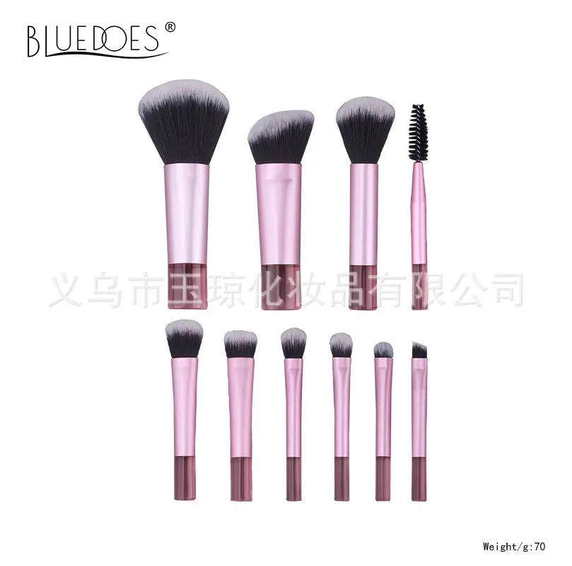 10-Piece Mini Makeup Brush Set with Crystal Handles
