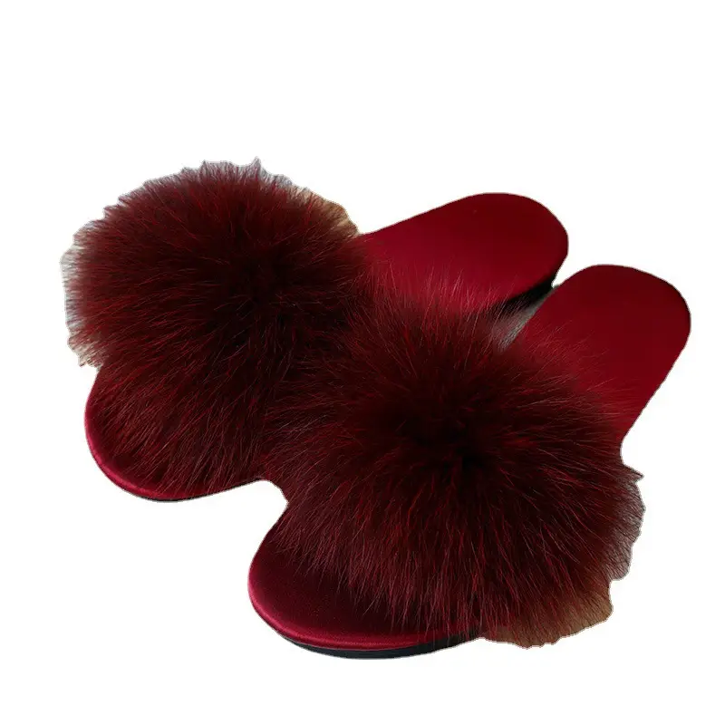 Wedding Red Feather Plush Slippers for Bridesmaids