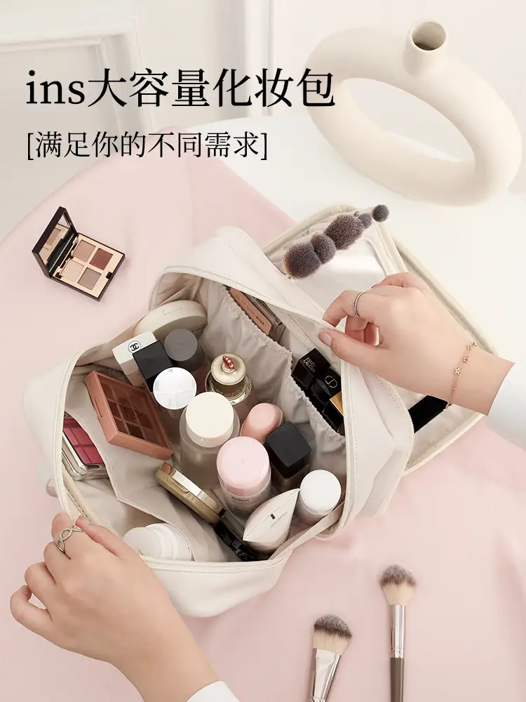 2025 Cross-Border New Cosmetic Bag Large Capacity Washing Pu Makeup Brush Bag Cosmetic Case Starting from One Batch Portable