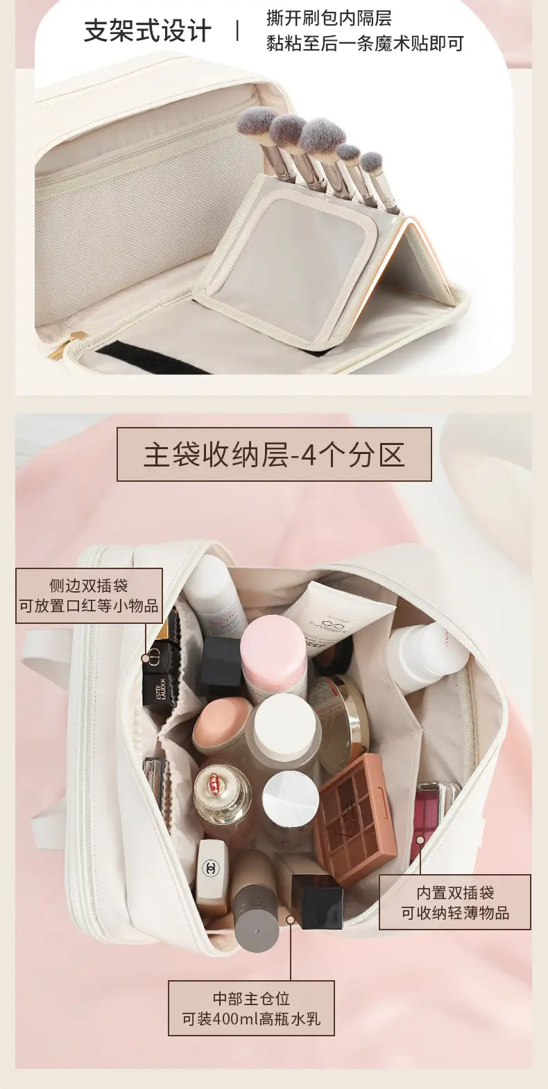 2025 Cross-Border New Cosmetic Bag Large Capacity Washing Pu Makeup Brush Bag Cosmetic Case Starting from One Batch Portable — feature 8