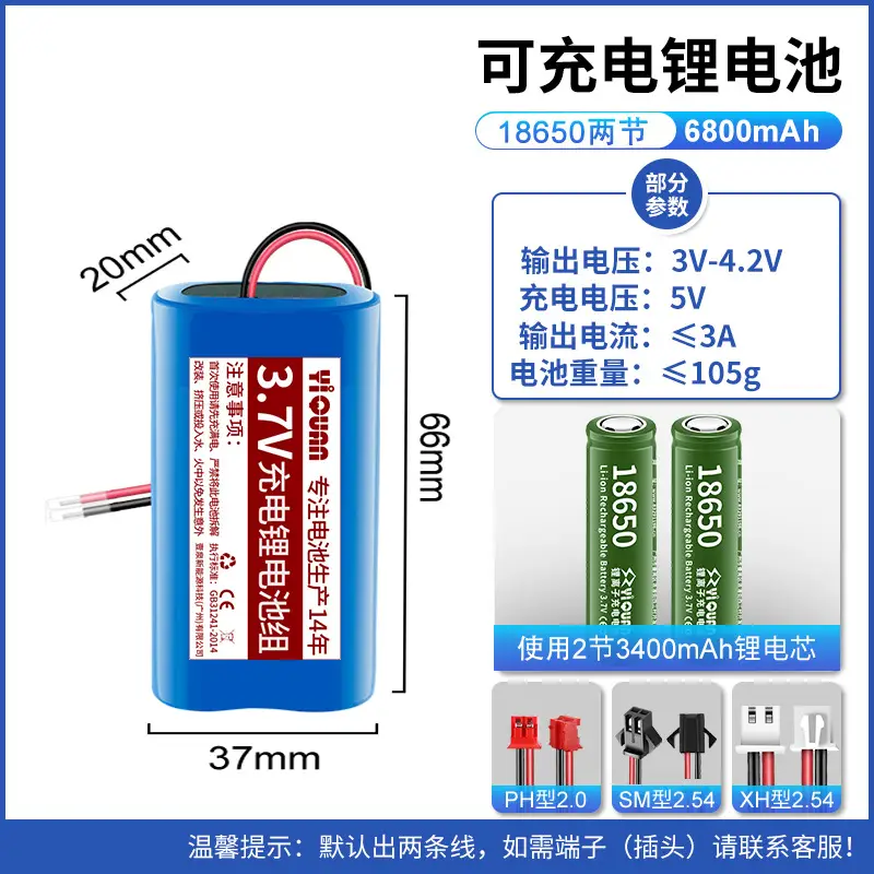 Wholesale 3.7V1200mah lithium battery pack solar light small fan massager built-in volt 18650 rechargeable