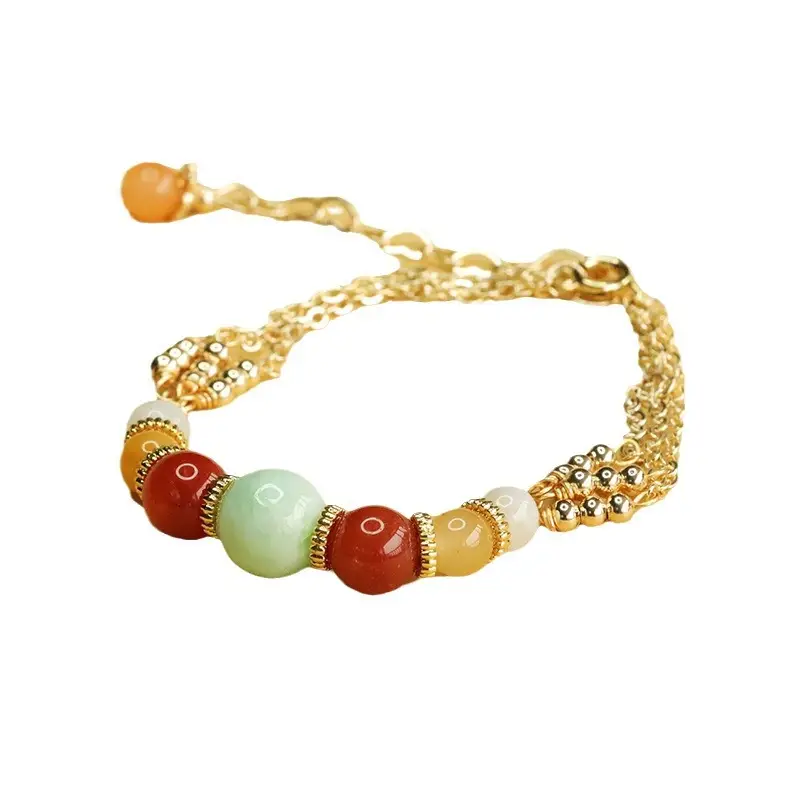 Jade Bracelet Ethnic Gold Multi Color Natural - Image 6