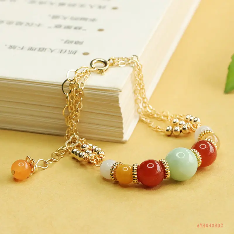 Jade Bracelet Ethnic Gold Multi Color Natural — feature 9