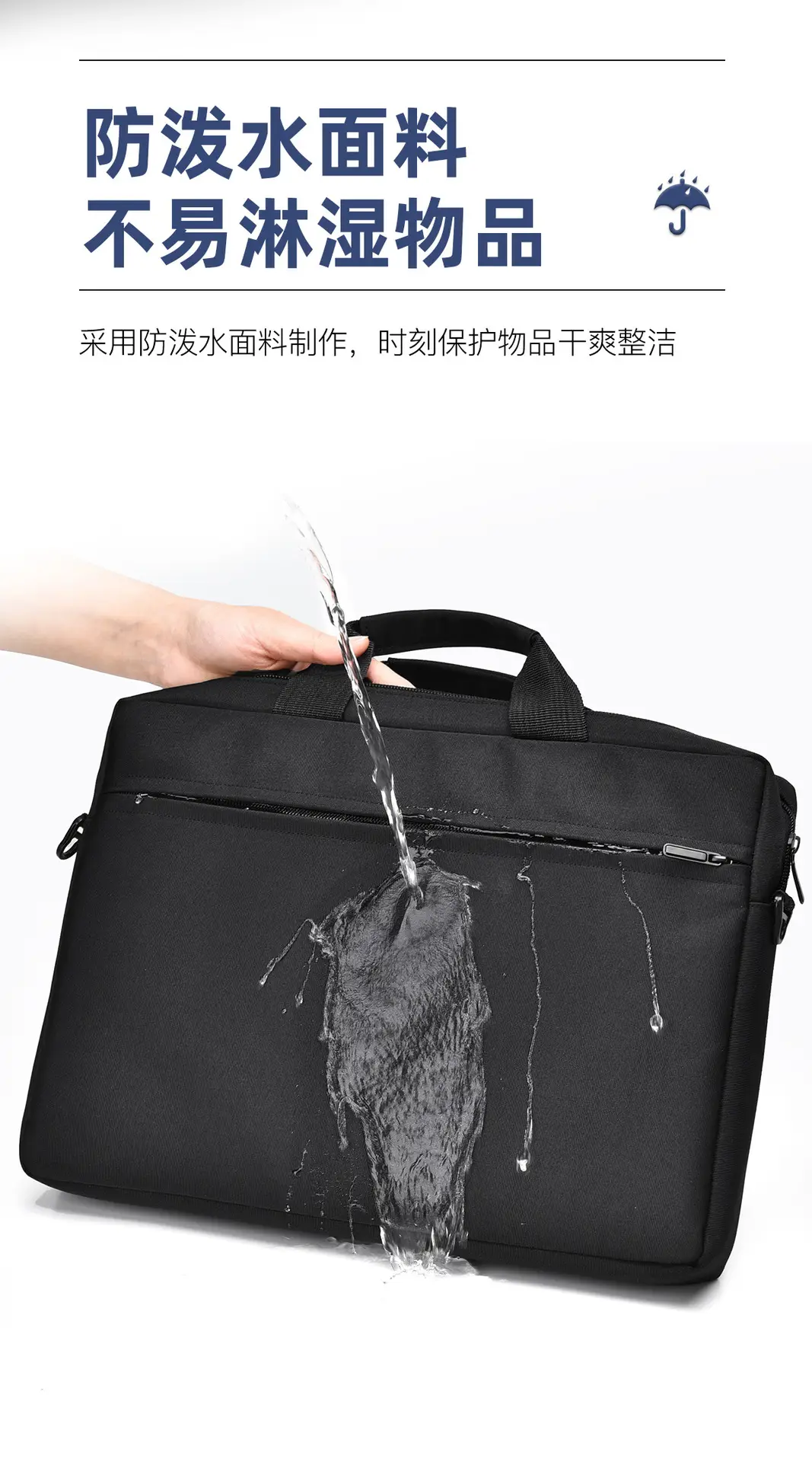 Large Capacity Crossbody Computer Bag for Men Women Black — feature 17