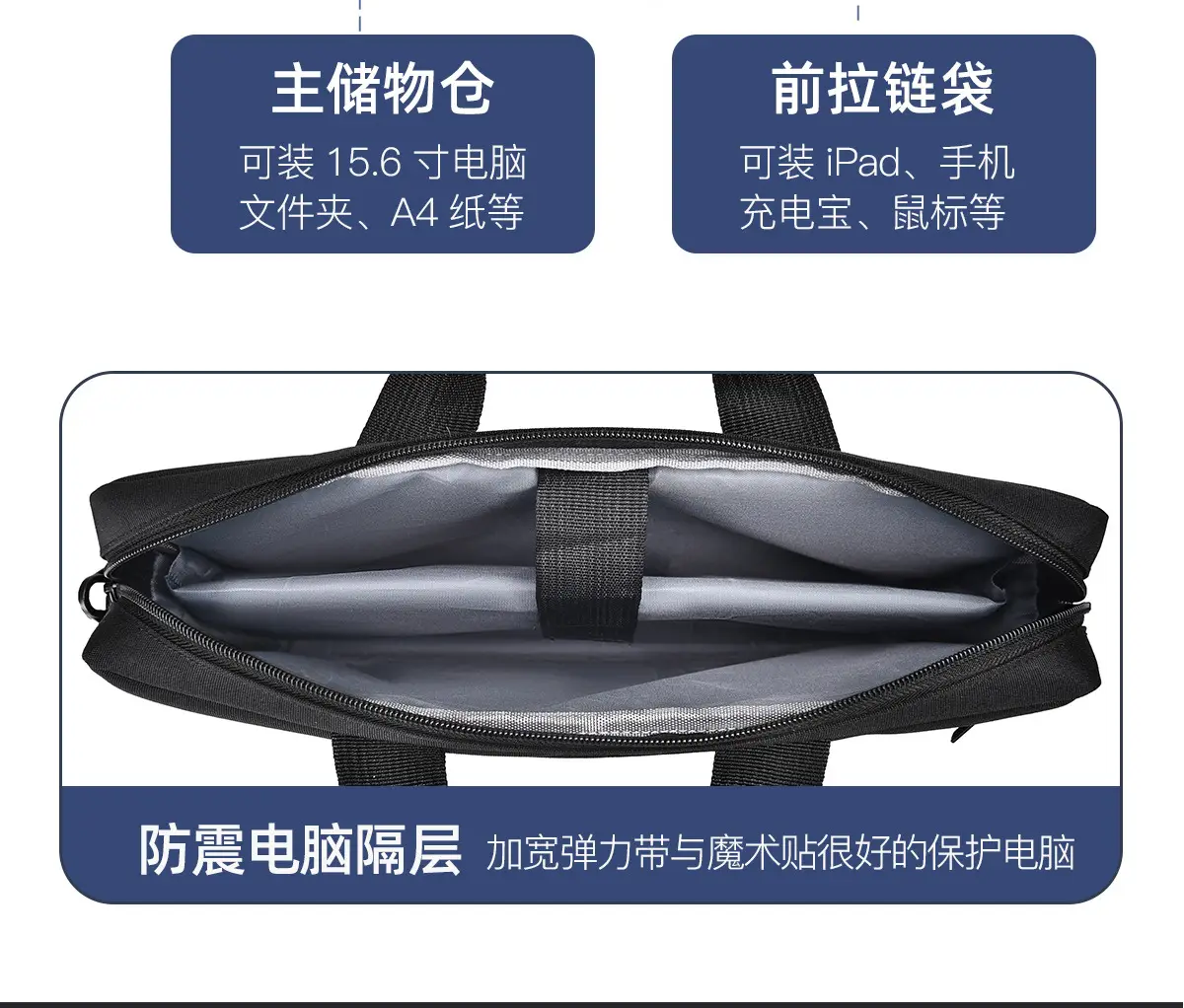 Large Capacity Crossbody Computer Bag for Men Women Black — feature 18