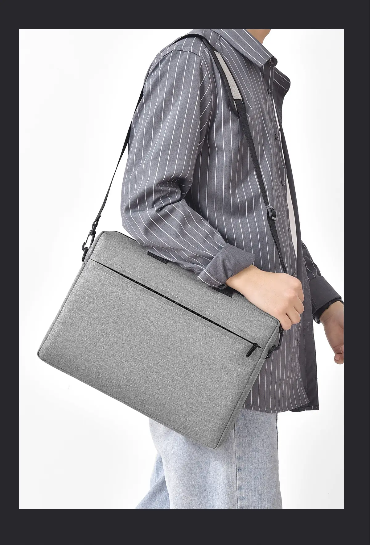 Large Capacity Crossbody Computer Bag for Men Women Black — feature 25