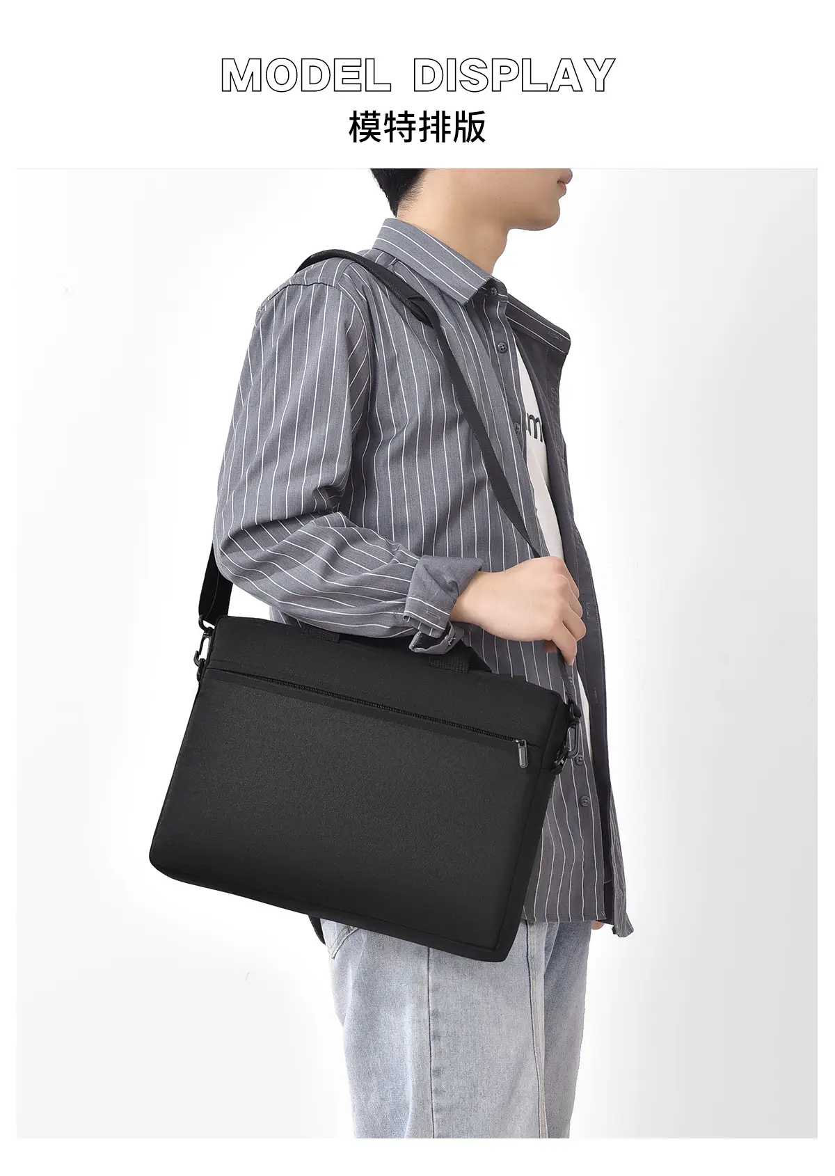 Large Capacity Crossbody Computer Bag for Men Women Black — feature 26