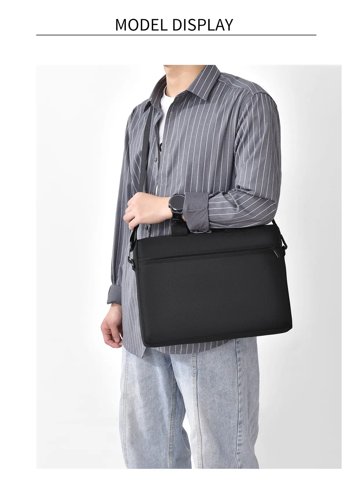 Large Capacity Crossbody Computer Bag for Men Women Black — feature 27