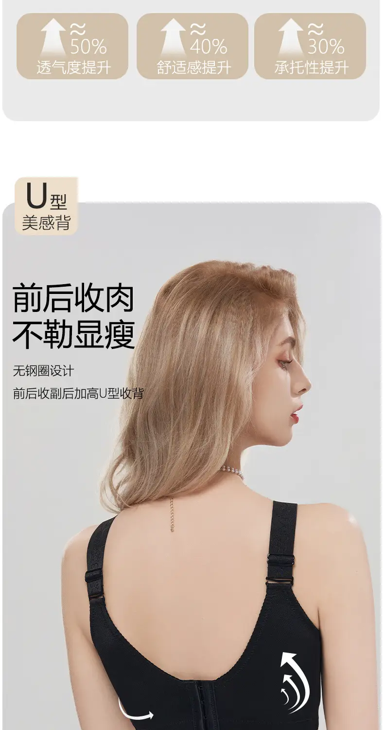 Women's Non-Steel Ring Push Up Bra Large Chest Anti Sagging — feature 12