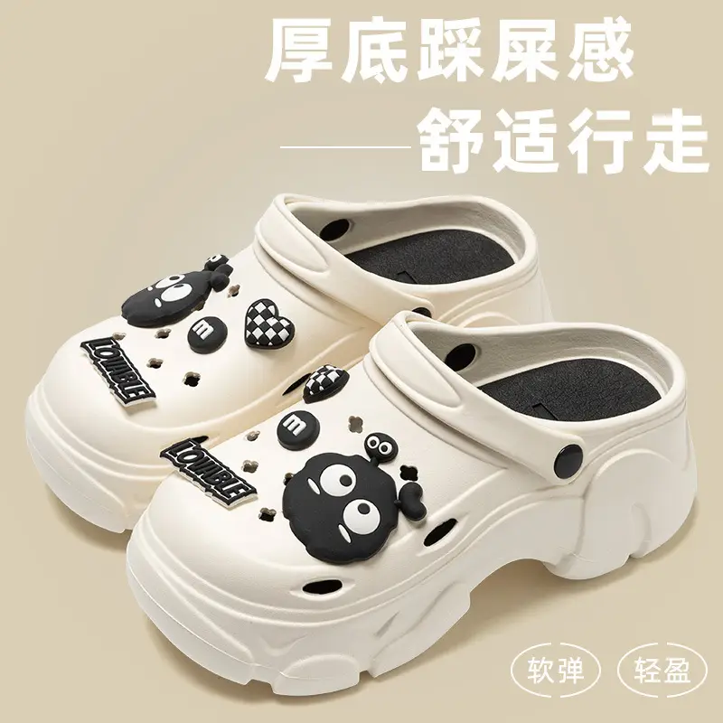 Thick Sole Cave Shoes Women's Summer Outer Wear 2024 New High-rise Non-slip Dung-feeling Beach Baotou Sandals for Summer