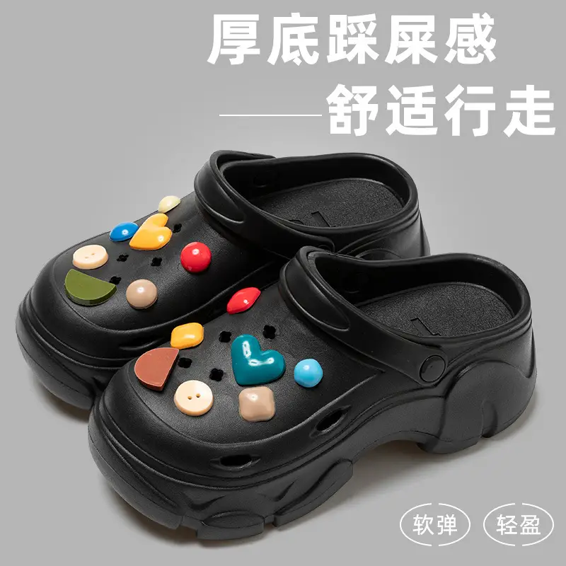 Thick Sole Cave Shoes Women's Summer Outer Wear 2024 New High-rise Non-slip Dung-feeling Beach Baotou Sandals for Summer