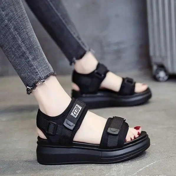Sports Sandals Women's 2024 Summer New Fashion Torre Platform Shoes Thick Bottom Wedge Flat Outer Beach Shoes - Image 6