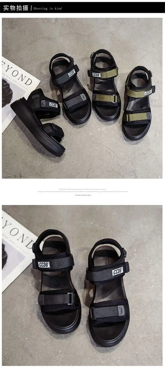 Sports Sandals Women's 2024 Summer New Fashion Torre Platform Shoes Thick Bottom Wedge Flat Outer Beach Shoes — feature 10