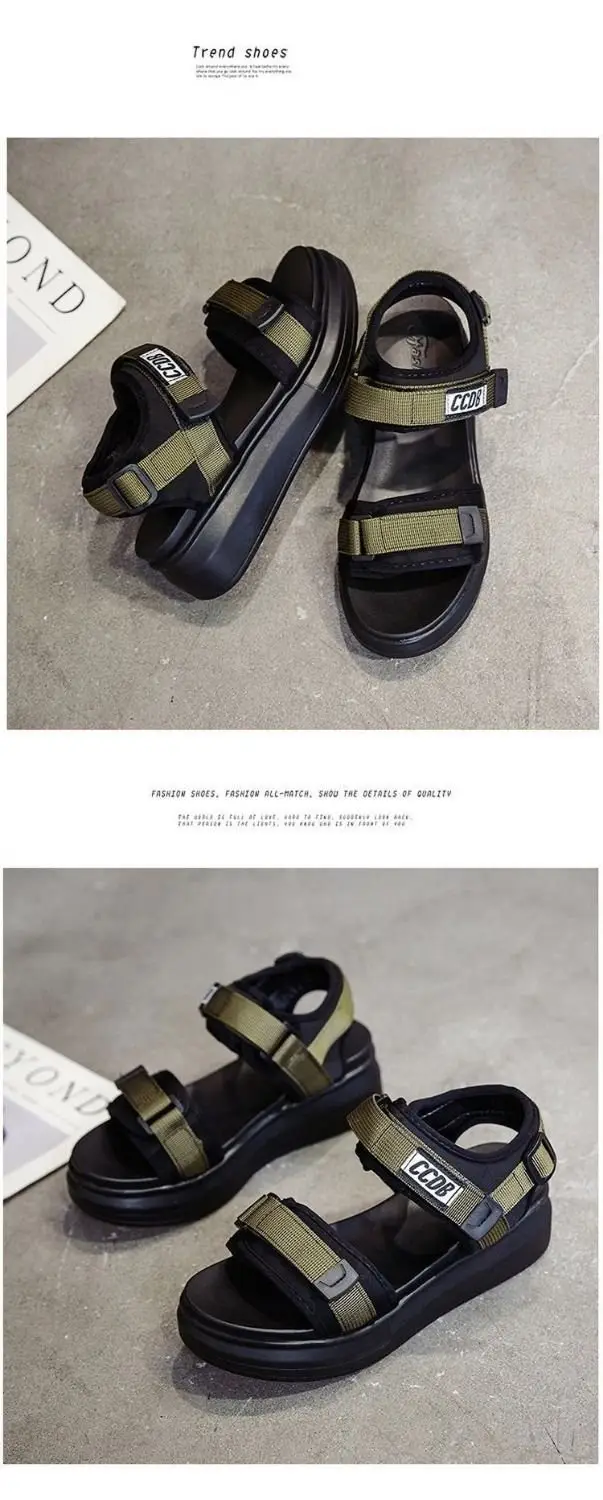Sports Sandals Women's 2024 Summer New Fashion Torre Platform Shoes Thick Bottom Wedge Flat Outer Beach Shoes — feature 5