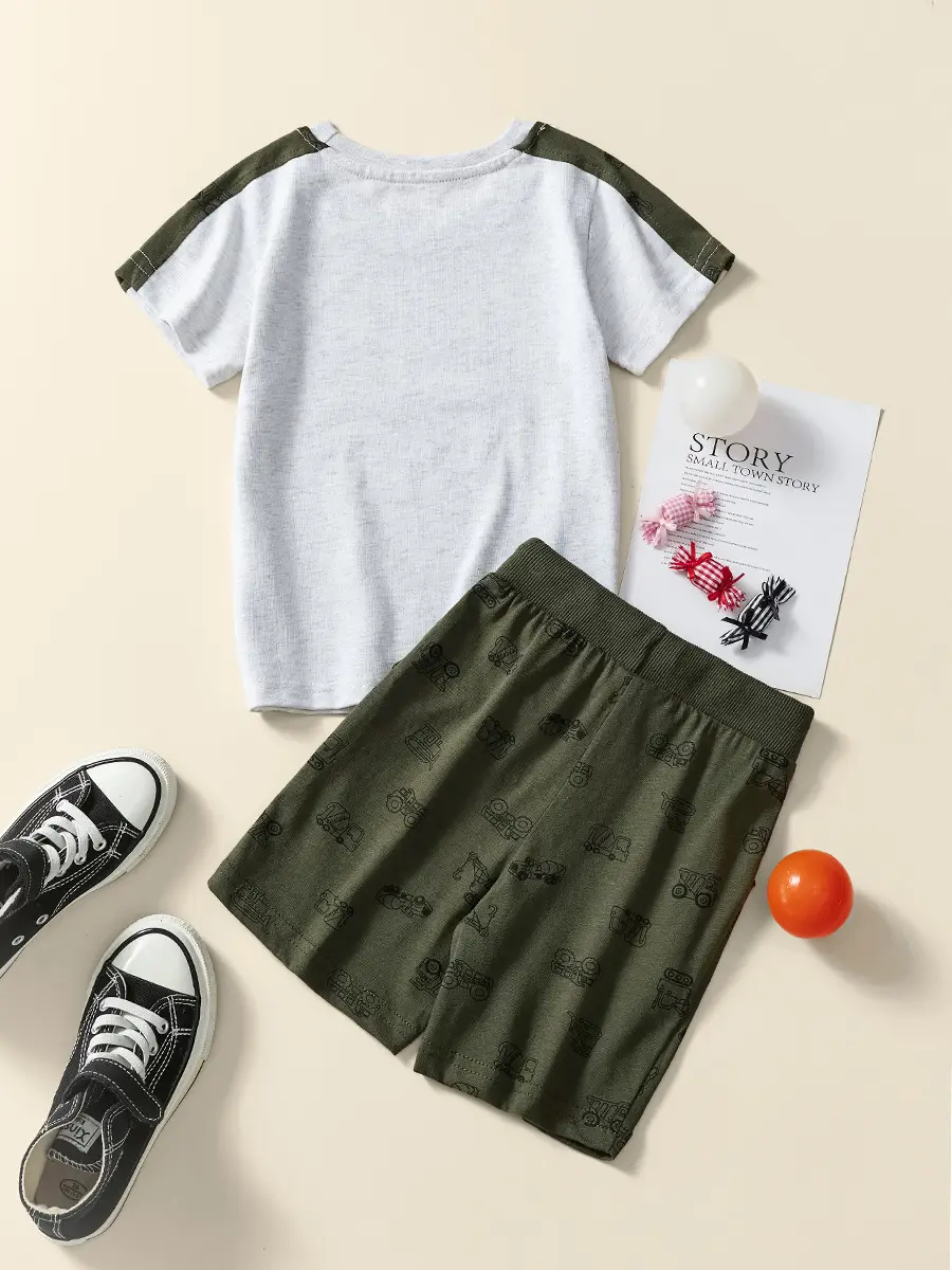 European & American Boys 2Pc Summer T-Shirt Shorts Suit
