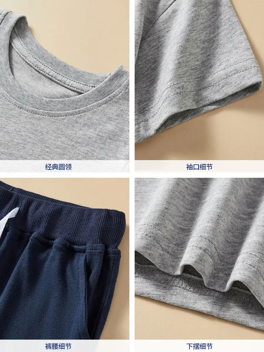 European American Boys T-Shirt Shorts Set 2024 Summer - Image 6