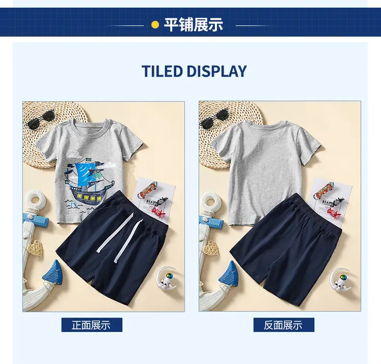 European American Boys T-Shirt Shorts Set 2024 Summer — feature 8
