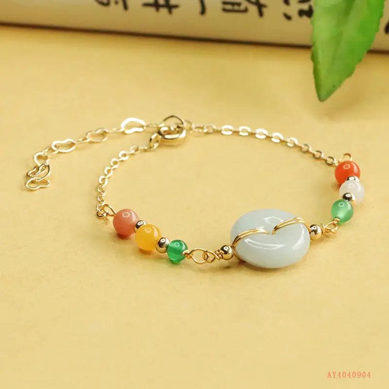 Jade Peace Pendant Bracelet with Colorful Beads - Image 3