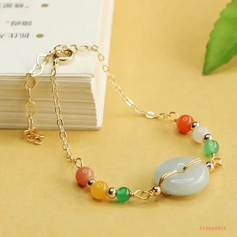 Jade Peace Pendant Bracelet with Colorful Beads - Image 5