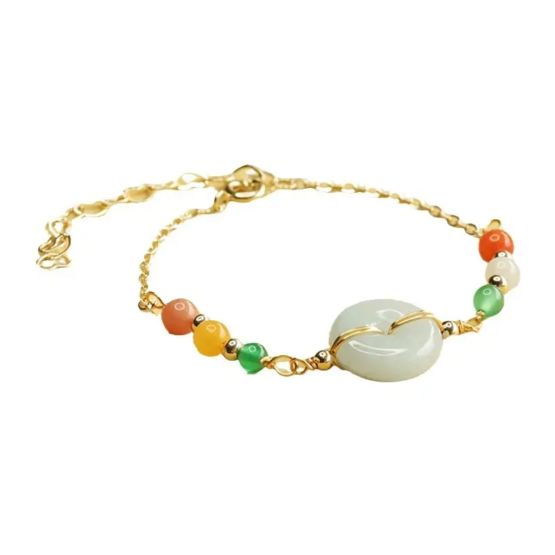 Jade Peace Pendant Bracelet with Colorful Beads - Image 6