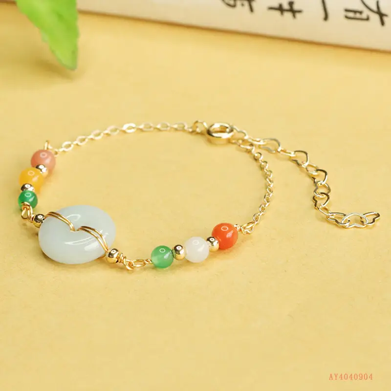 Jade Peace Pendant Bracelet with Colorful Beads — feature 5