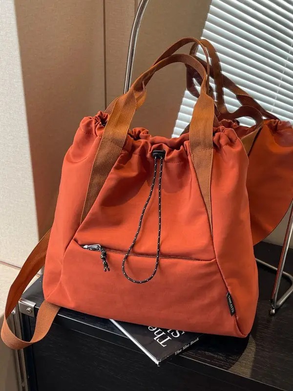 Women's Beige Drawstring Shoulder Bag 2024 New - Image 8
