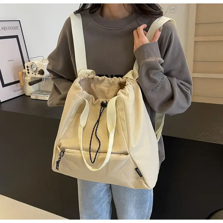 Women's Beige Drawstring Shoulder Bag 2024 New — feature 13
