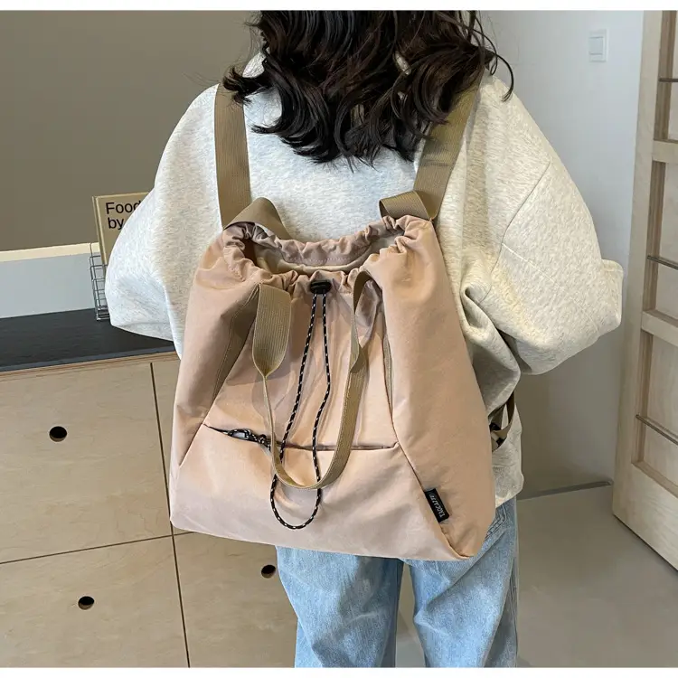 Women's Beige Drawstring Shoulder Bag 2024 New — feature 19