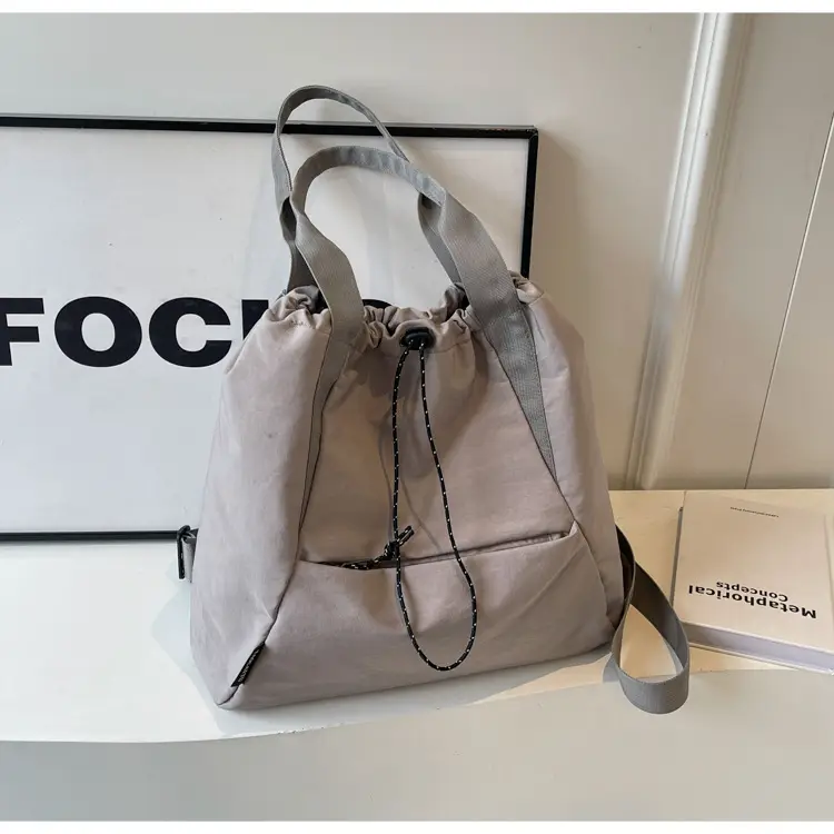 Women's Beige Drawstring Shoulder Bag 2024 New — feature 32