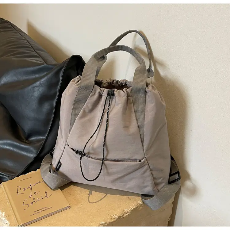 Women's Beige Drawstring Shoulder Bag 2024 New — feature 34