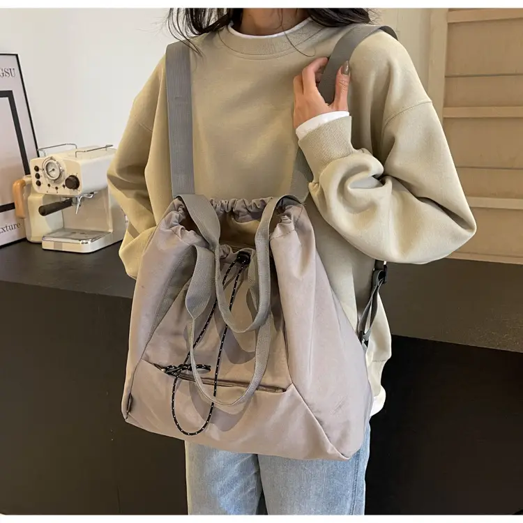 Women's Beige Drawstring Shoulder Bag 2024 New — feature 9