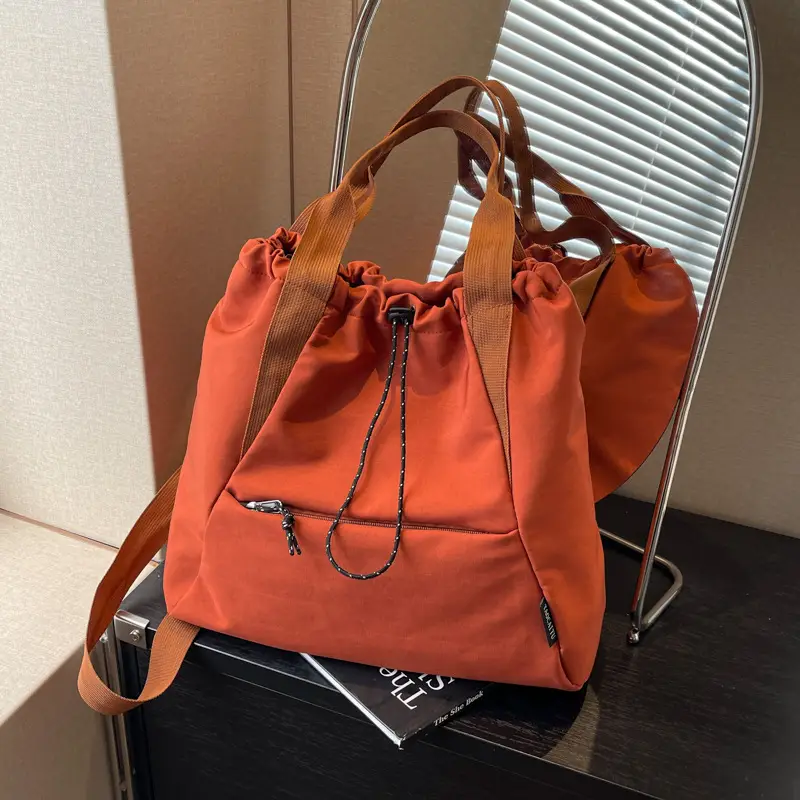 Women's Beige Drawstring Shoulder Bag 2024 New - Image 4