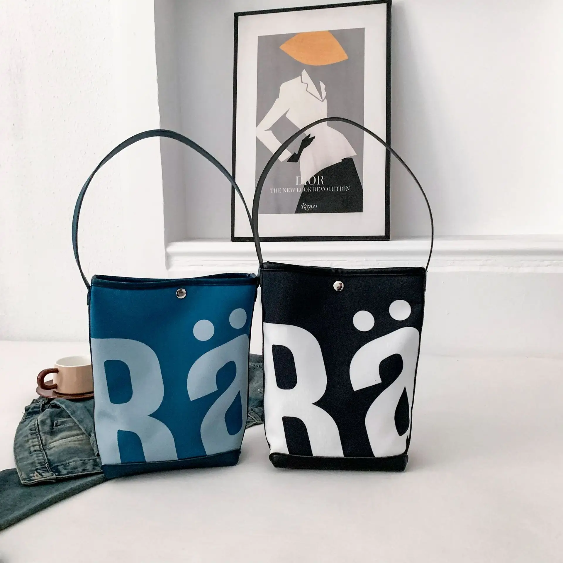 Blue Letter Print Women's Shoulder Bag — feature 8