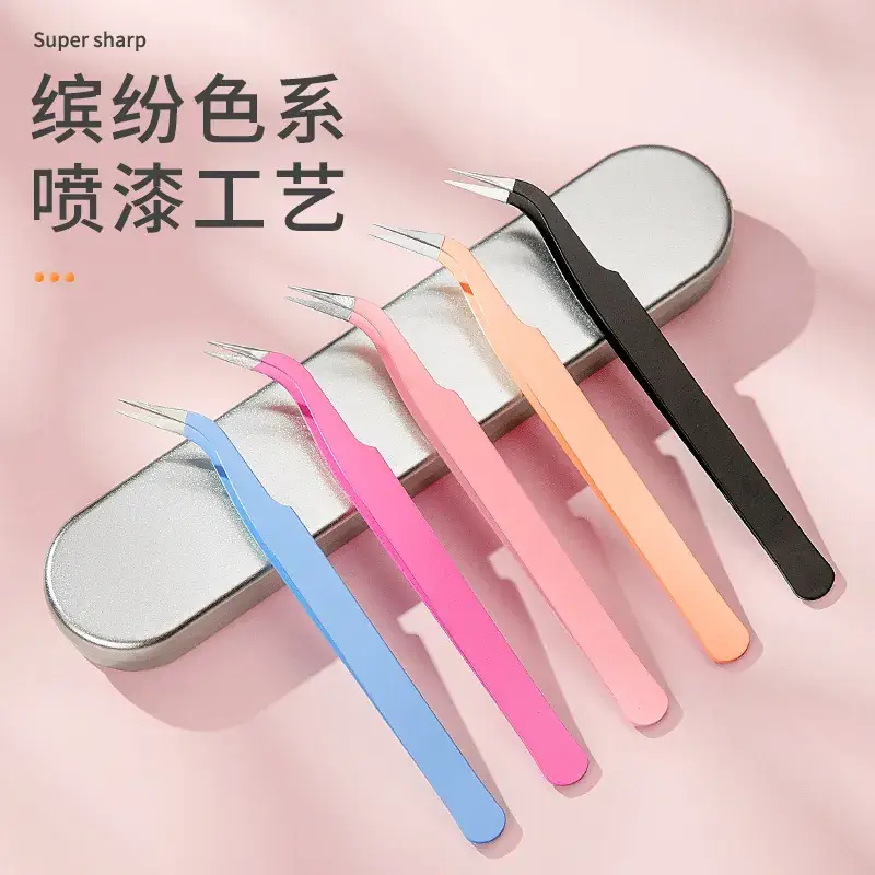 False Eyelash Tweezers Grafting Gold Feather Clip for Beginners