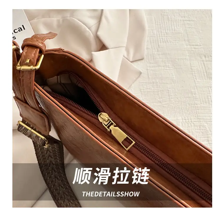 Vintage Korean Style Brown Leather Shoulder Crossbody Bag — feature 5