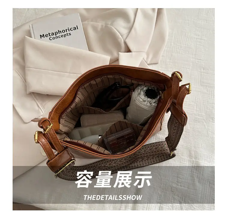 Vintage Korean Style Brown Leather Shoulder Crossbody Bag — feature 6